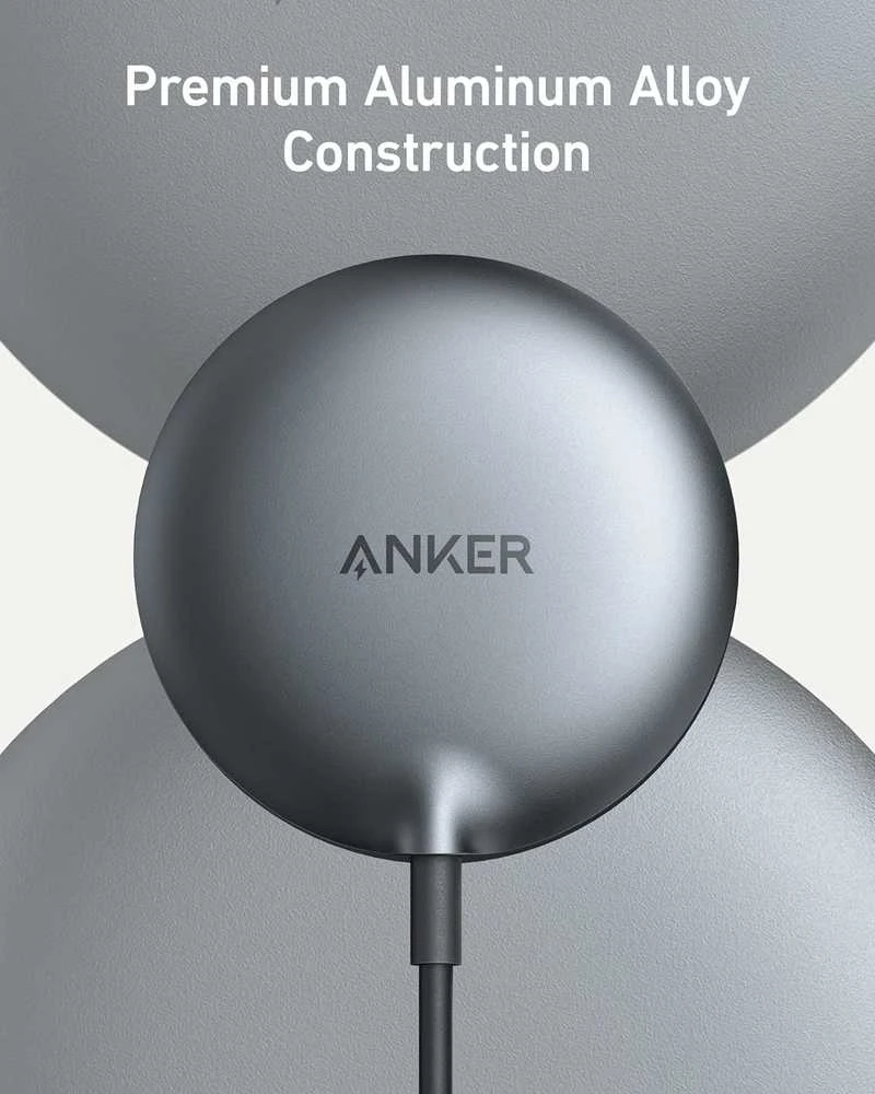 Anker MagGo belaidis magnetinis Qi2 15 W įkroviklis padeliu, juodas