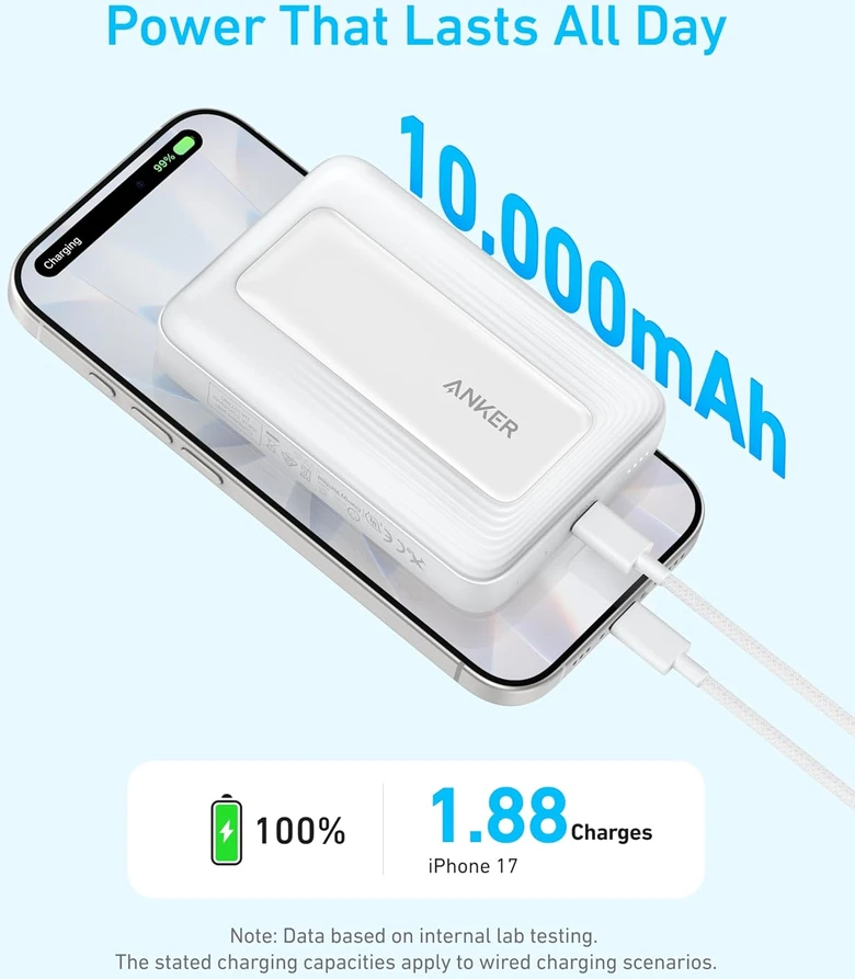 Anker magnetinis išorinis akumuliatorius 10000 mAh, 30 W, USB-C, A1684