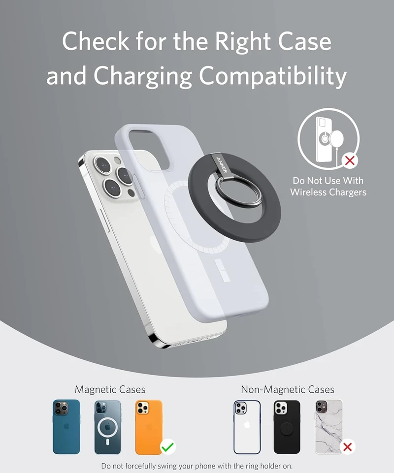 Anker magnetinis telefono žiedinis laikiklis MagGo 360° ir 125° iPhone 12/13 A25A0