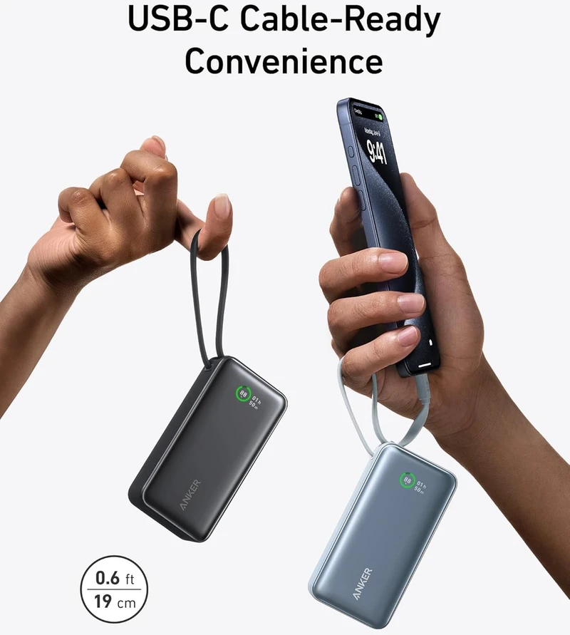 Anker Nano išorinė baterija 10000 mAh, 30 W, USB-C laidas, USB-A, A1259