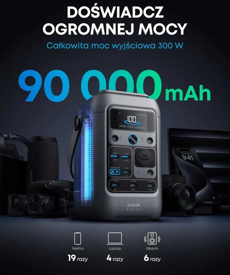 Anker nešiojama elektros stotelė SOLIX C300, 288 Wh, 300 W, LiFePO4 akumuliatorius