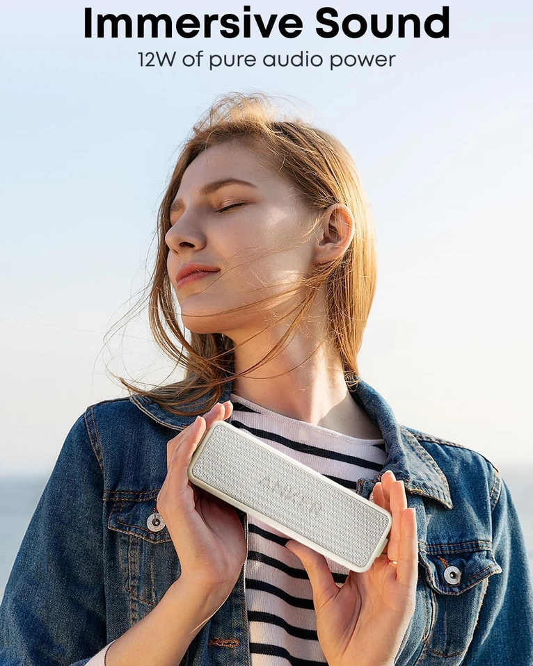 Anker nešiojamas Bluetooth kolonėlė SoundCore 2, 12 W, IPX7, balta, AUX