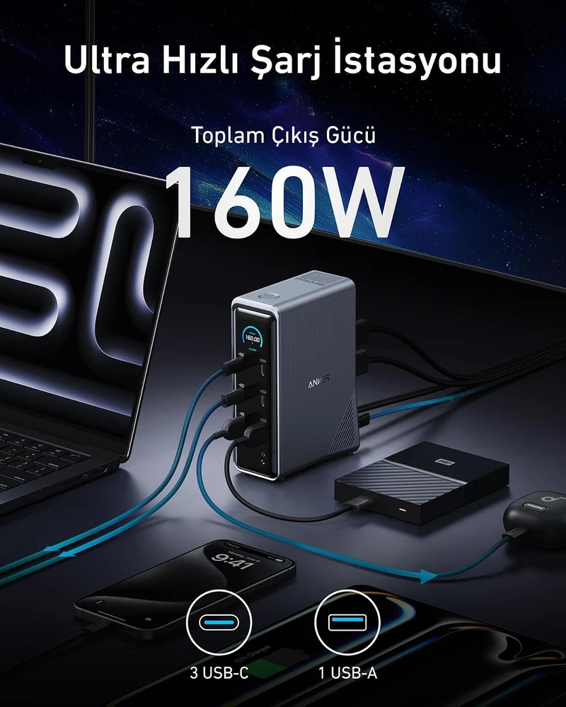 „Anker Prime“ įkrovimo stotelė 160 W | A83B63A1
