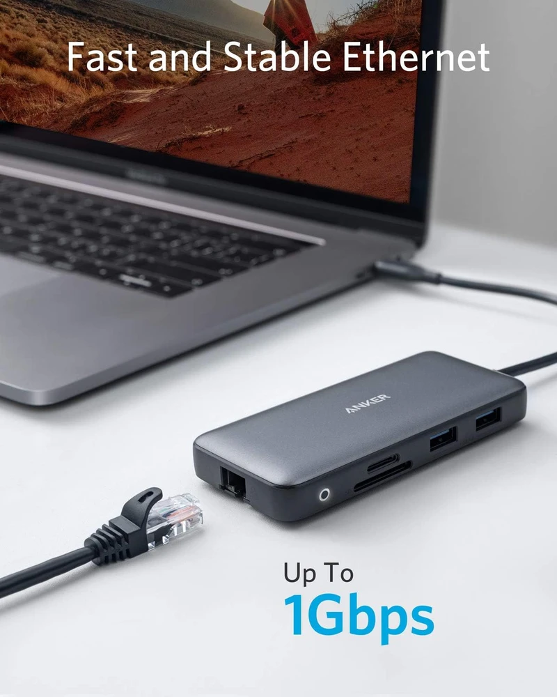 Anker PowerExpand 8-in-1 USB‑C adapteris su Dual 4K HDMI, 100 W PD ir Ethernet, A83800A1