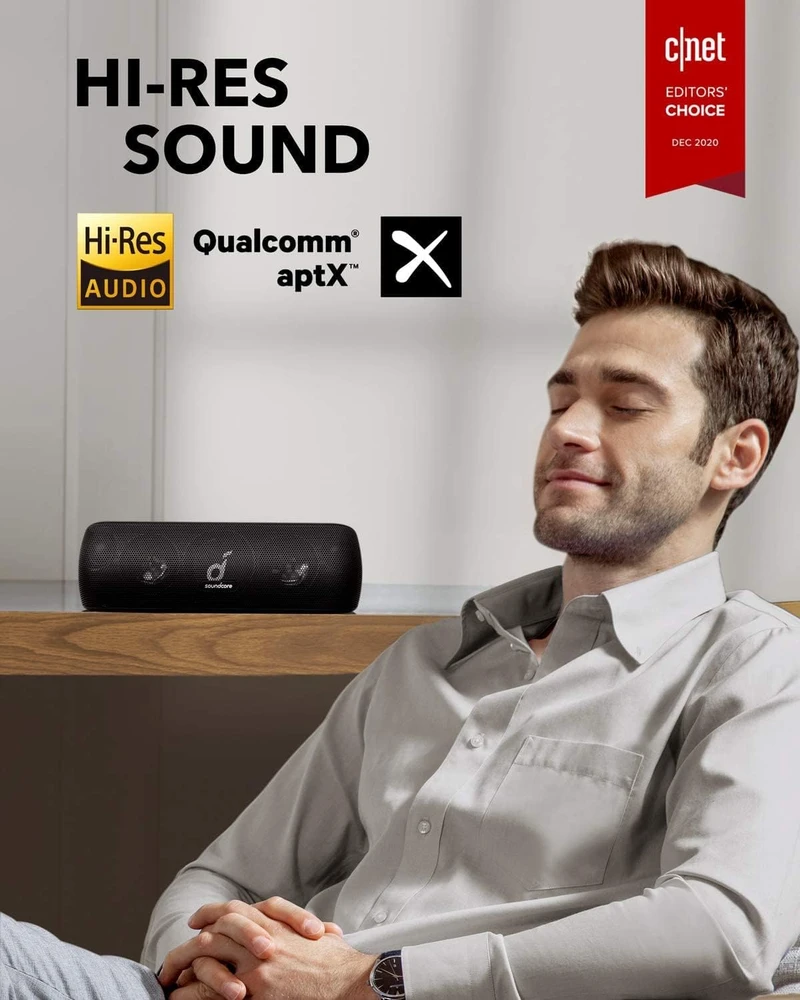 Anker Soundcore Motion+ nešiojama Bluetooth kolonėlė, 30 W, Hi-Res, vandeniui atspari, juoda