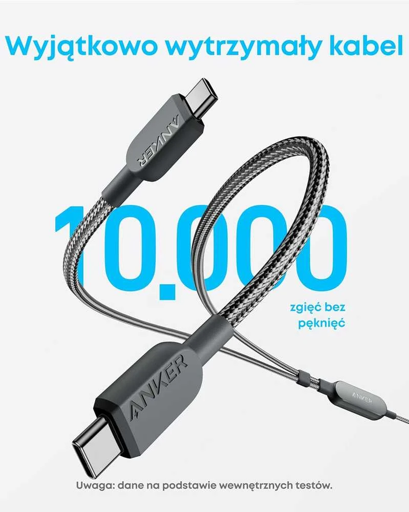 Anker USB-C į USB-C 2‑in‑1 įkrovimo kabelis, 140 W, 1.2 m, juodas