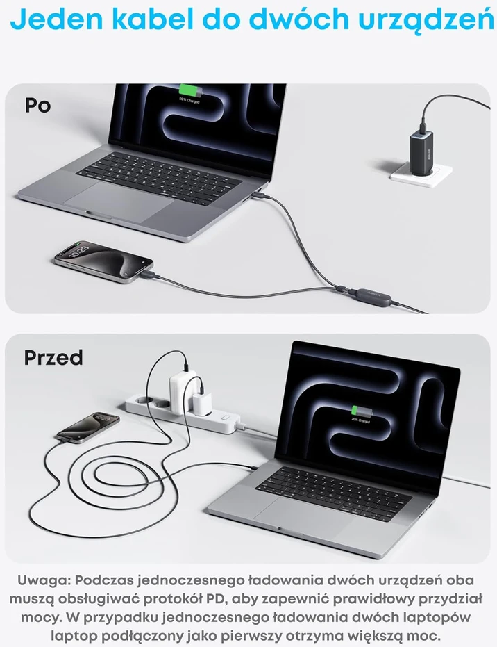 Anker USB-C į USB-C 2‑in‑1 įkrovimo kabelis, 140 W, 1.2 m, juodas
