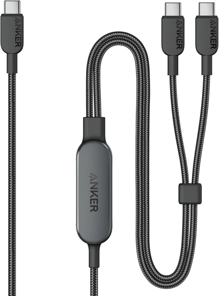 Anker USB-C į USB-C 2‑in‑1 įkrovimo kabelis, 140 W, 1.2 m, juodas