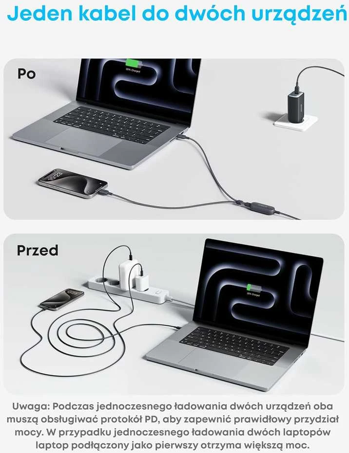 Anker USB-C į USB-C 2‑in‑1 įkrovimo kabelis, 140 W, 1.2 m, juodas