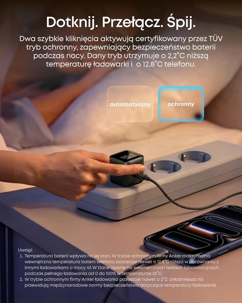 Anker USB-C įkroviklis 45 W su išmaniuoju ekranu, suderinamas su iPhone 17/16/15, A121D