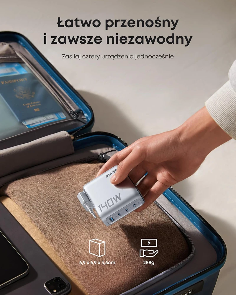 Anker USB-C kroviklis 140W, 4 lizdų, su ekranu, Power Delivery 3.1, sidabrinis, B2697