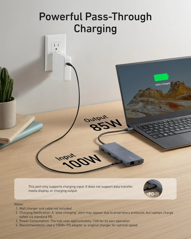 Anker USB-C šakotuvas 11 viename su HDMI, DisplayPort, Ethernet, 100 W PD, A8388