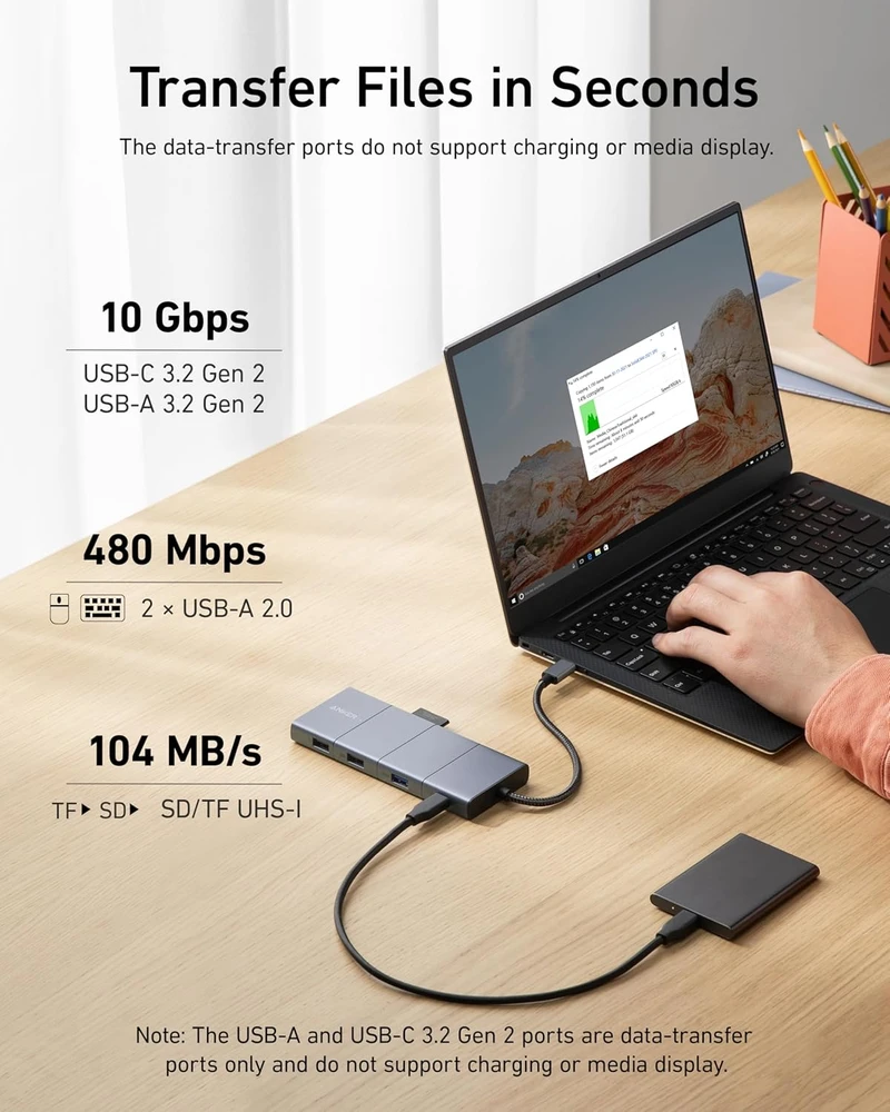 Anker USB-C šakotuvas 11 viename su HDMI, DisplayPort, Ethernet, 100 W PD, A8388