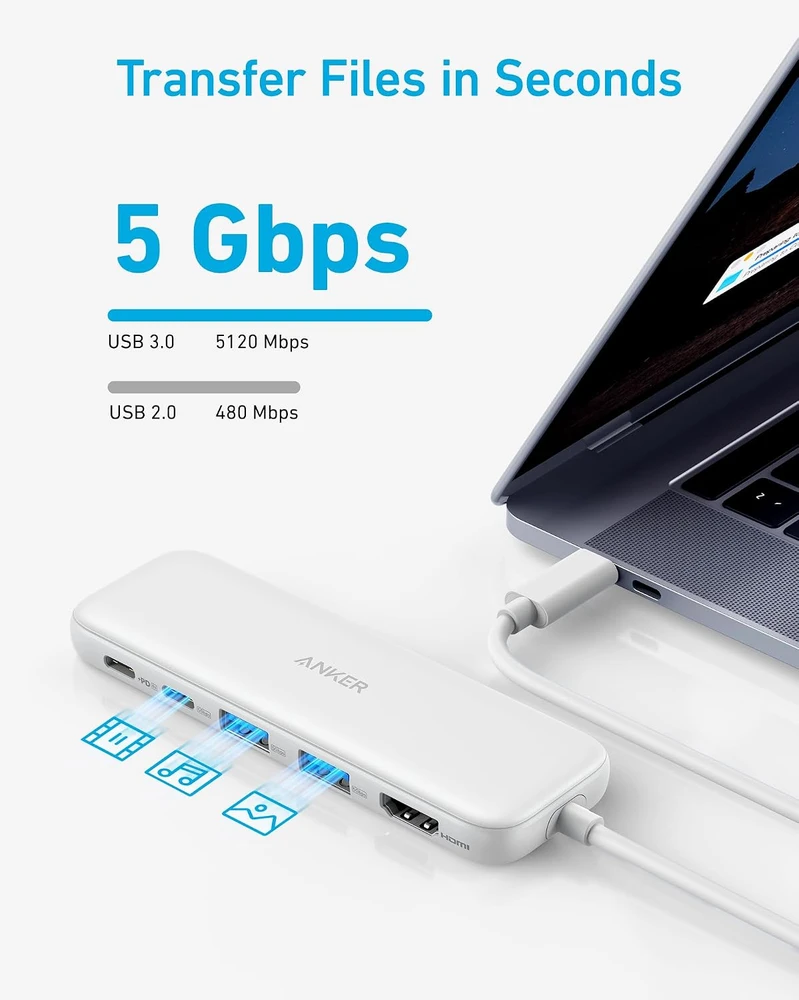 Anker USB-C šakotuvas 332 5 jungčių su HDMI 4K, USB-A ir 100 W PD A8355
