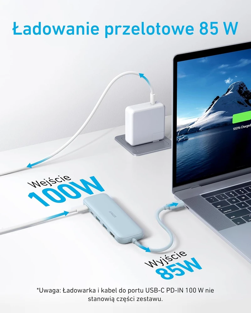 Anker USB-C šakotuvas 332 5 viename su HDMI 4K, USB-A ir 100 W PD A8355