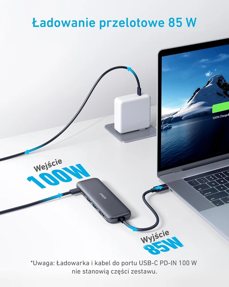 Anker USB-C šakotuvas 5 viename su 4K HDMI, 3 USB 5 Gb/s ir 85 W PD, A8355011