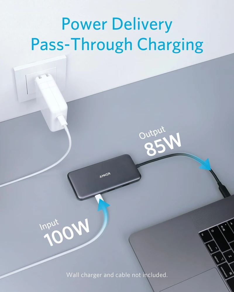 Anker USB-C šakotuvas PowerExpand+ 7 viename su 4K HDMI, 100 W PD ir SD kortelių skaitytuvu A8346