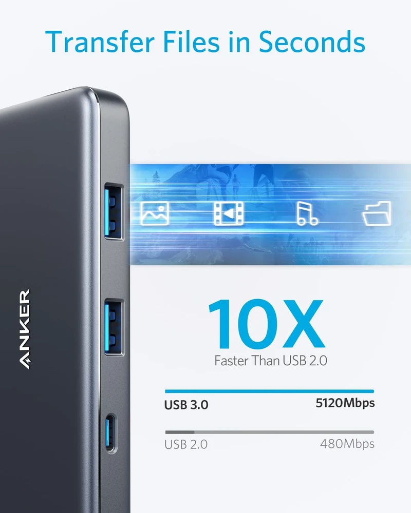 Anker USB-C šakotuvas PowerExpand+ 7 viename su 4K HDMI, 100 W PD ir SD kortelių skaitytuvu A8346