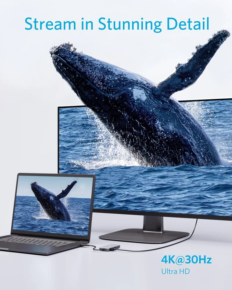 Anker USB-C šakotuvas PowerExpand+ 7 viename su 4K HDMI, 100 W PD ir SD kortelių skaitytuvu A8346