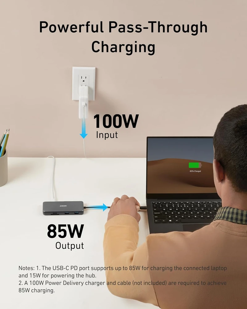 Anker USB-C šakotuvas PowerExpand 8-in-1 su HDMI 4K 60 Hz, 10 Gb/s ir PD 85 W A83830A1