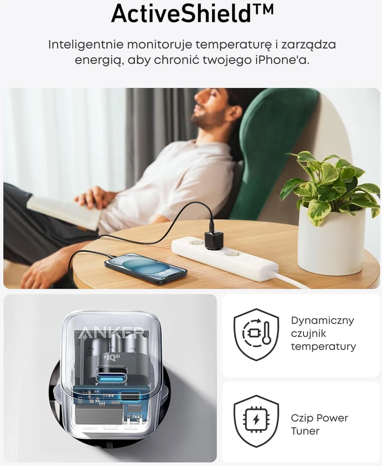 Anker USB-C sieninis įkroviklis 20W PD, greito įkrovimo, Nano Pro, juodas, A2637315