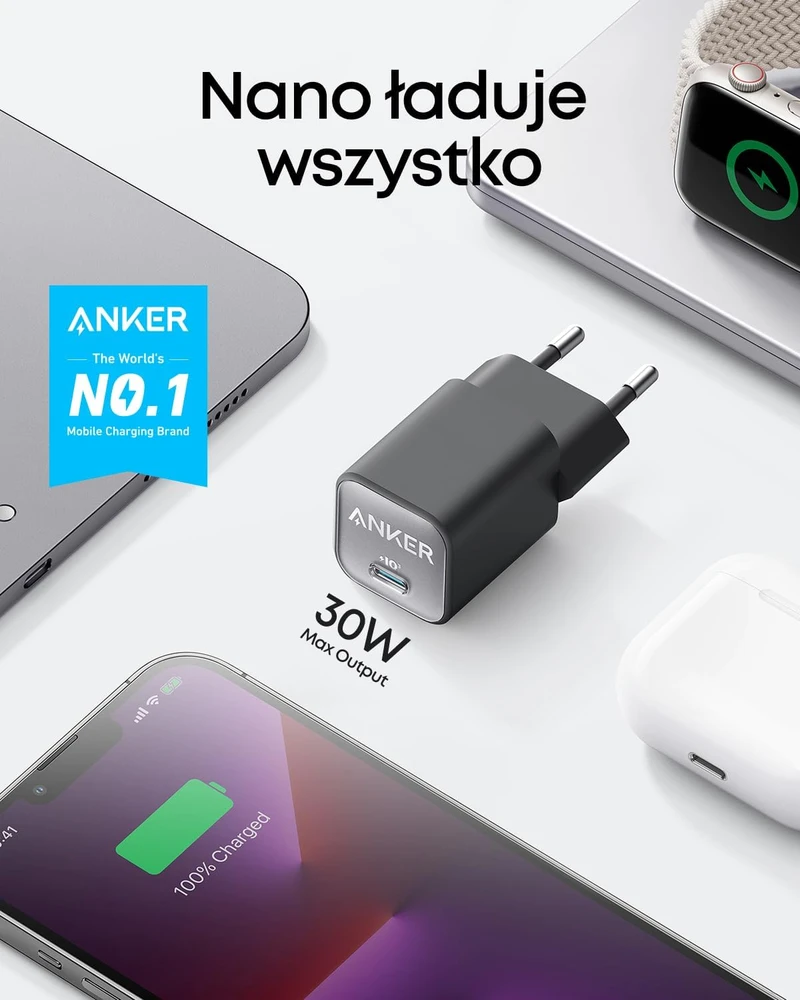Anker USB-C tinklo įkroviklis 511 Nano 3 GaN 30 W PIQ 3.0 PPS A2147