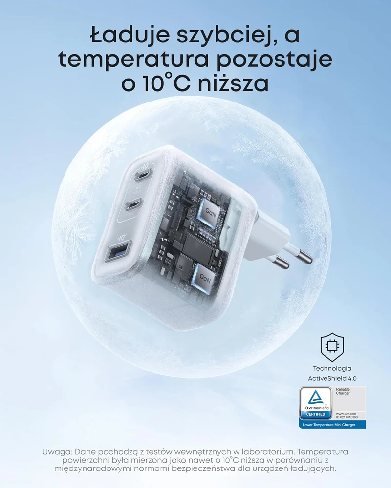 Anker USB-C tinklo įkroviklis Nano 70 W, 3 prievadų, baltas, B121A