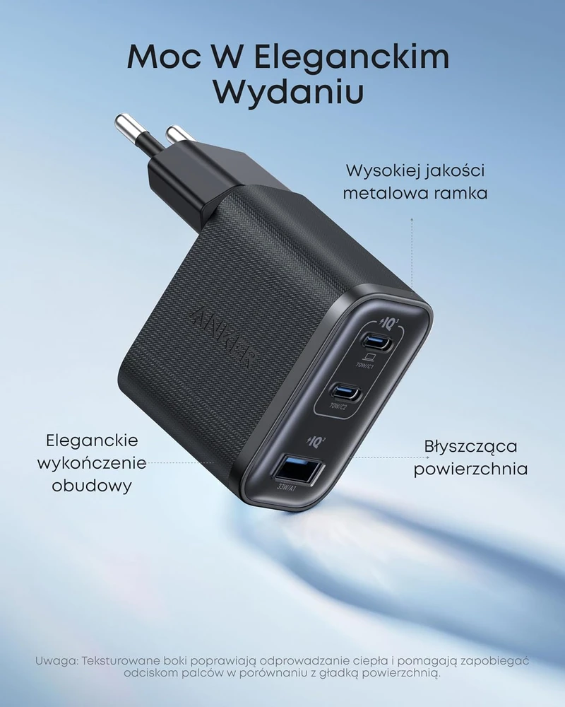 Anker USB-C tinklo įkroviklis Nano 70 W, 3 prievadai, B121A