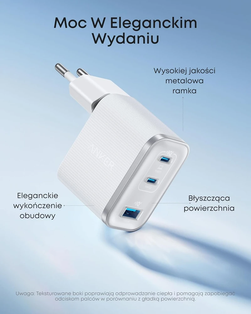 Anker USB-C tinklo įkroviklis Nano 70 W, 3 prievadų, baltas, B121A