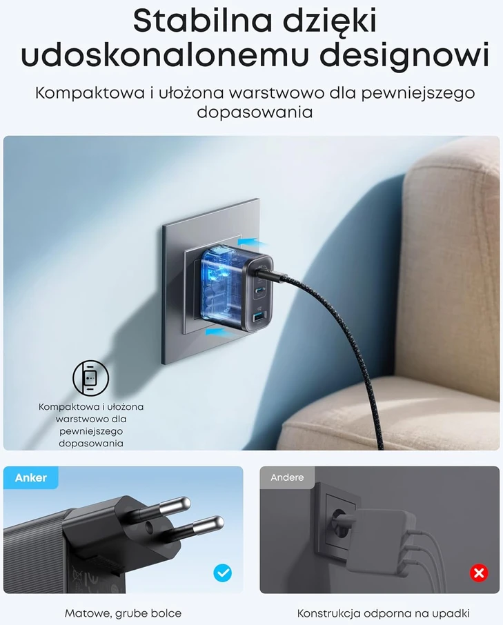 Anker USB-C tinklo įkroviklis Nano 70 W, 3 prievadai, B121A