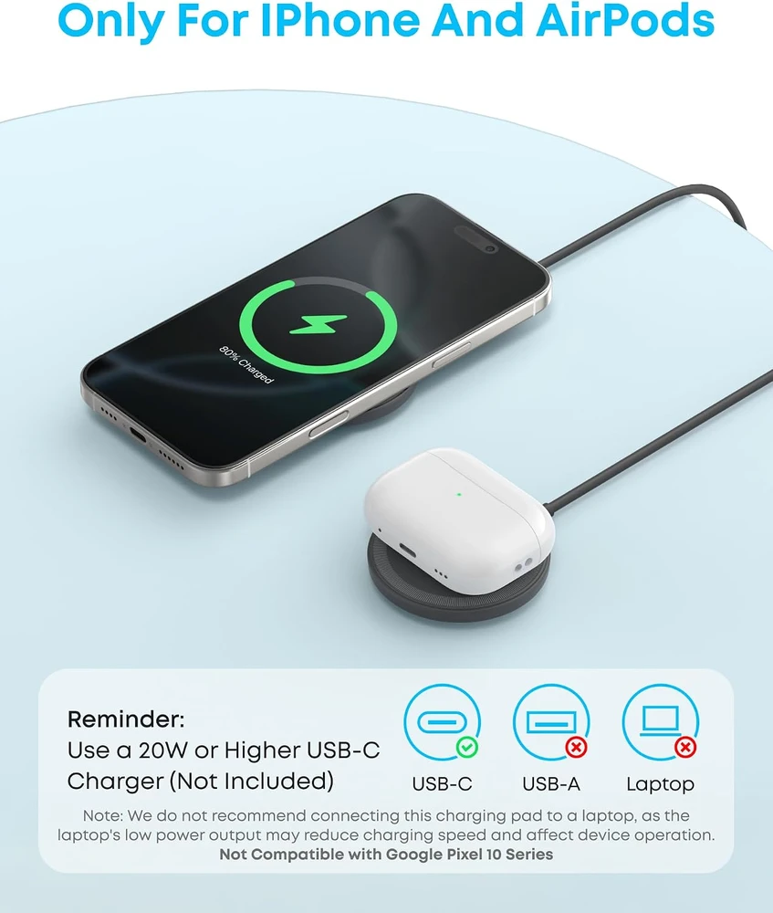 Anker Zolo belaidis magnetinis įkroviklis Qi2 15 W su USB-C, B25M2