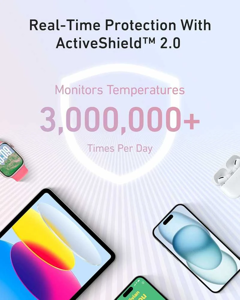 Anker Zolo nešiojamas powerbank 20000 mAh, 30 W, su integruotu USB-C kabeliu, mėlynas