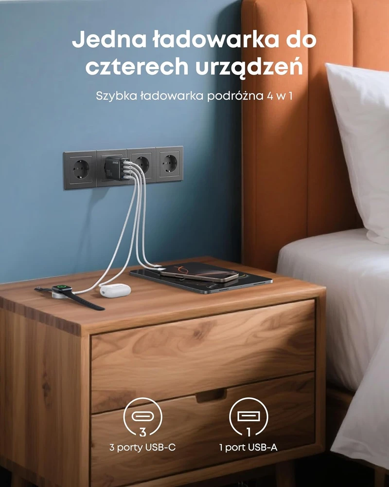Anker Zolo sieninis įkroviklis USB-C 70 W, 4 prievadų A121C