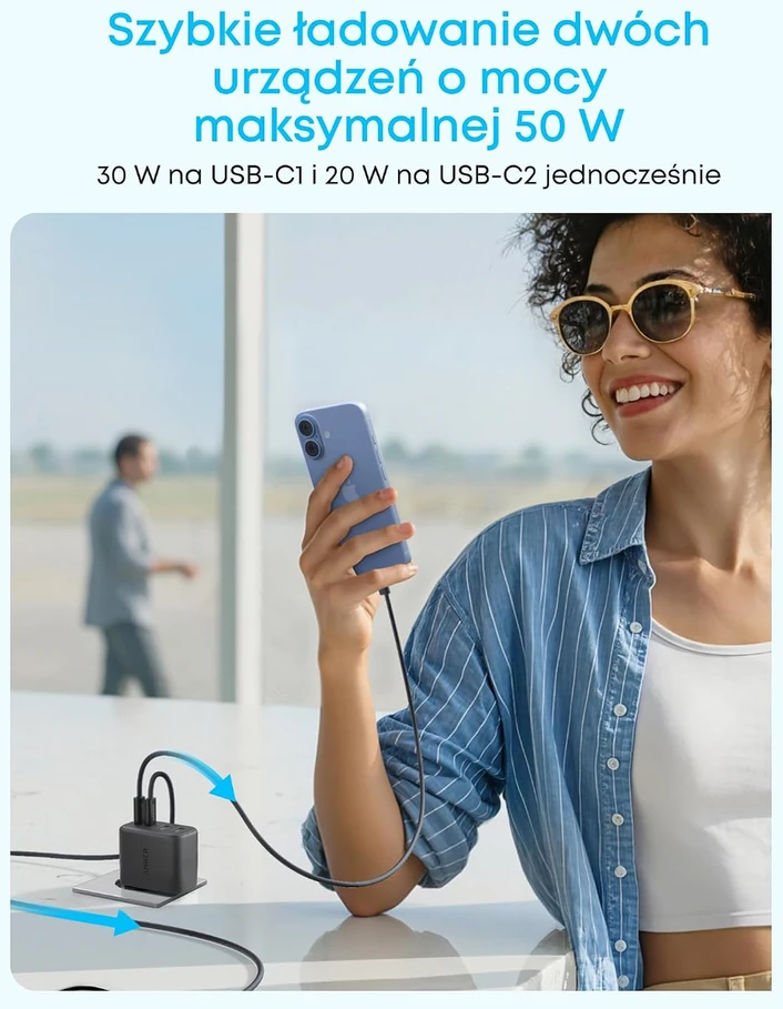 Anker Zolo tinklo įkroviklis 50 W su 2 USB-C ir 2 USB-A jungtimis A121E