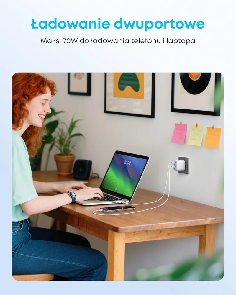 Anker Zolo tinklo įkroviklis USB-C, 70 W, 4 prievadų, baltas, A121C