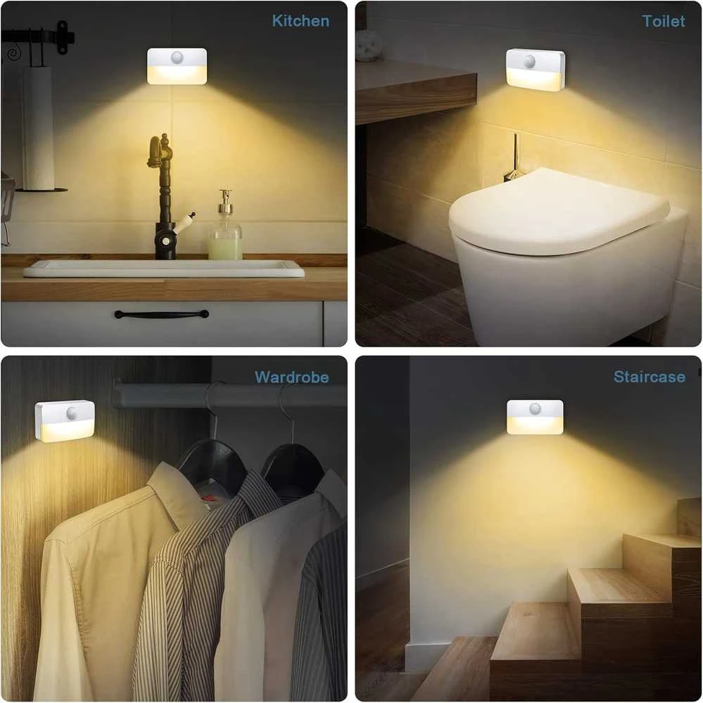 Ankilo LED naktinė lempa su judesio jutikliu, 0,4 W, baterijomis, UF90