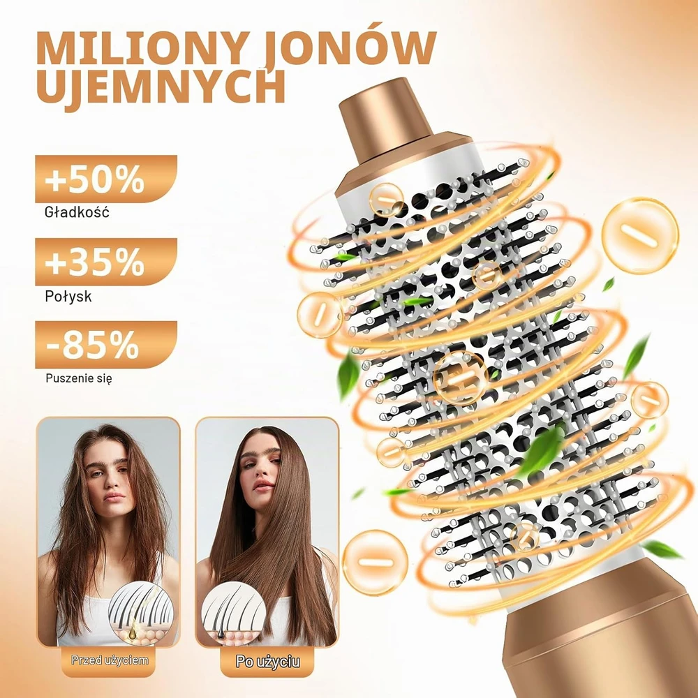 Anluomania karšto oro plaukų formavimo šepetys 1000 W su 5 antgaliais, 001