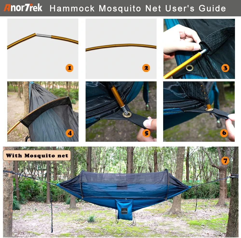 AnorTrek kempinginis hamakas su tinkleliu nuo uodų ir lietaus tentu, 290 x 140 cm, AT11455MG