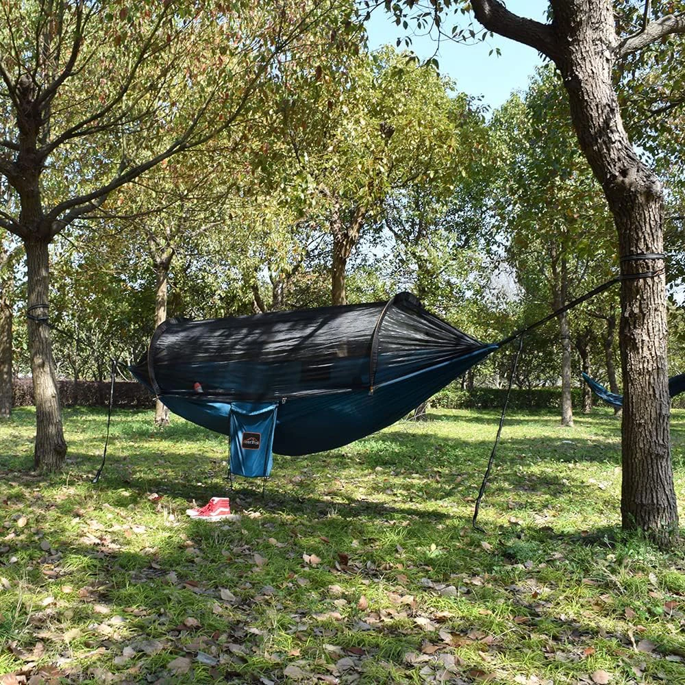 AnorTrek stovyklavimo hamakas su tinkleliu nuo uodų, 290 x 140 cm, Ripstop 230T nailonas, ON-AT-008