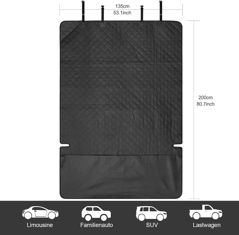 ANOSOSPECIAL automobilių bagažinės apsauga šunims, vandeniui atsparus juodas 200x130 cm poliesterio uždangalas SUV