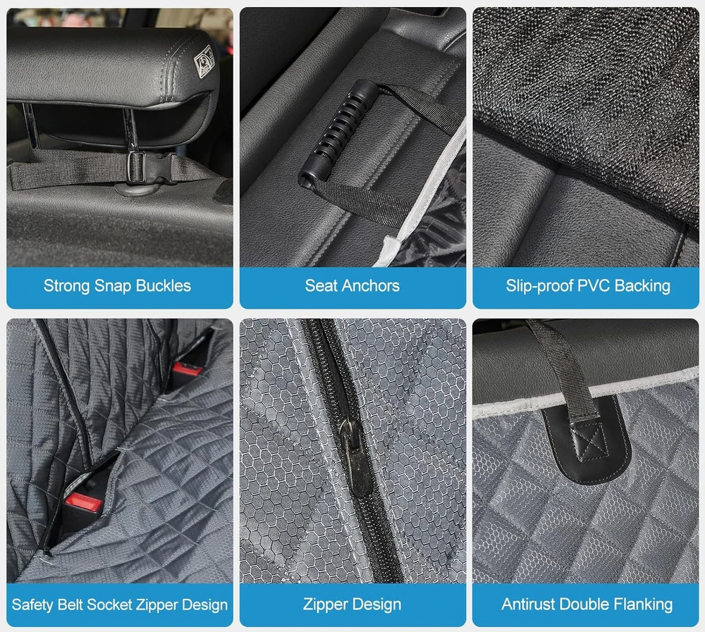 ANOSOSPECIAL šuns automobilio sėdynės užvalkalas, vandeniui atsparus, universalus, pilkas, Bench-Pilkas-Large