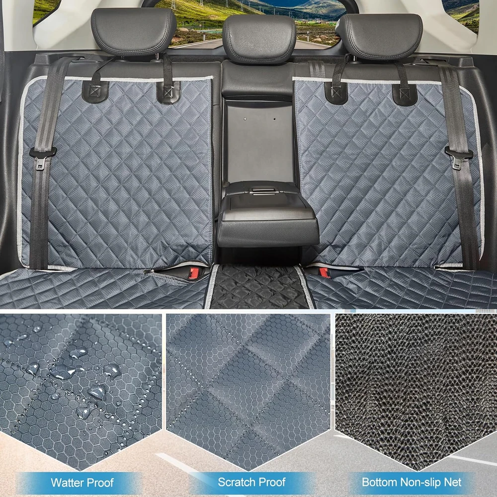 ANOSOSPECIAL šuns automobilio sėdynės užvalkalas, vandeniui atsparus, universalus, pilkas, Bench-Pilkas-Large