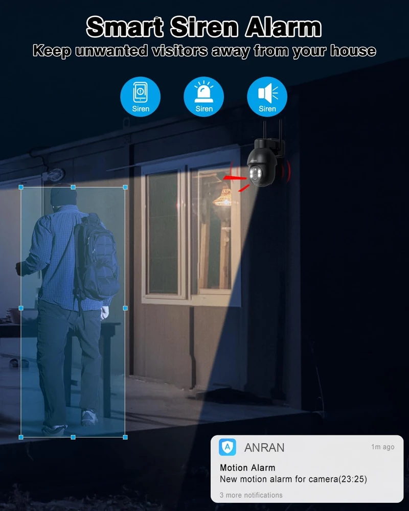 ANRAN lauko stebėjimo kamera 5 MP Wi-Fi PTZ 360° su saulės skydeliu Q3 Max
