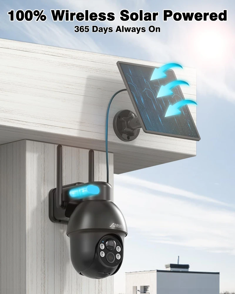 ANRAN lauko stebėjimo kamera 5 MP Wi-Fi PTZ 360° su saulės skydeliu Q3 Max
