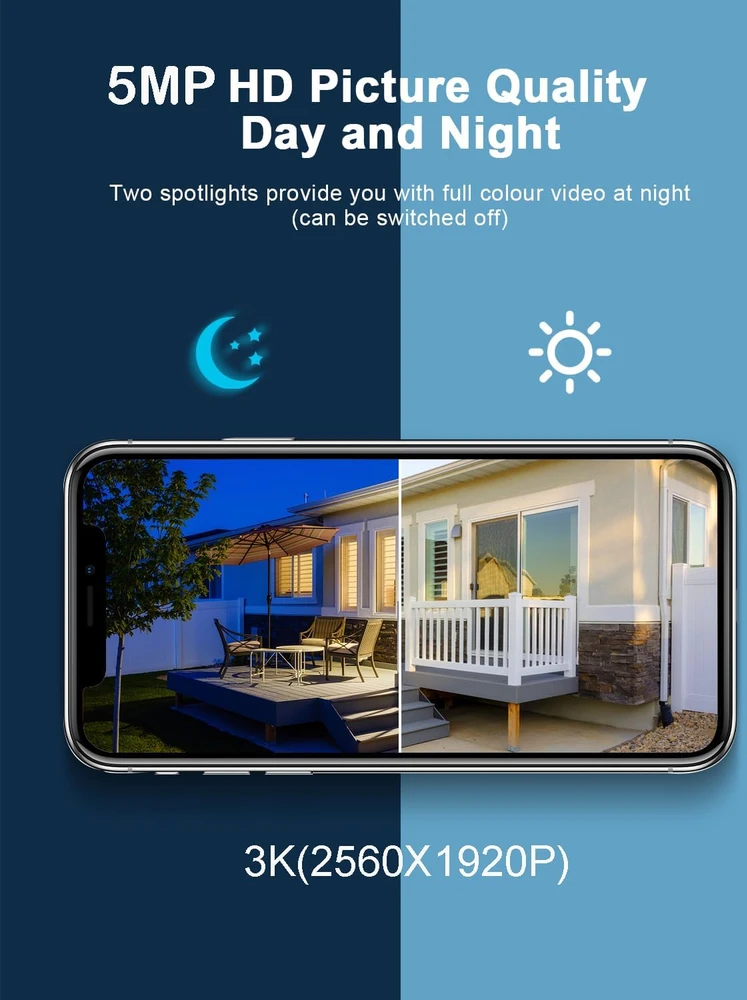 ANRAN lauko Wi-Fi PTZ stebėjimo kamera 5 MP su saulės moduliu IP66 Q4M5