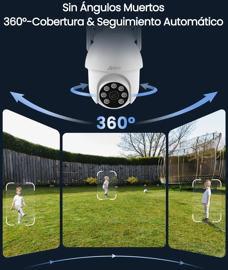 ANRAN lauko Wi-Fi PTZ stebėjimo kamera 5 MP su 360° pasukimu P3