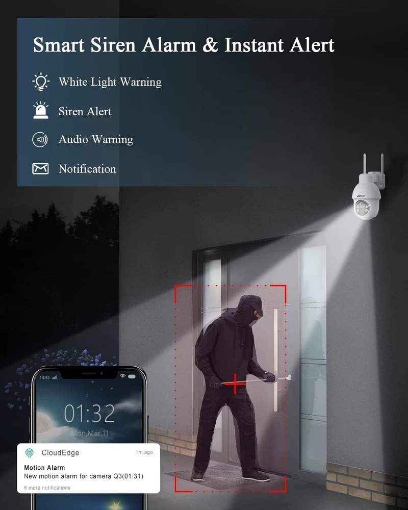 ANRAN lauko Wi-Fi stebėjimo kamera 5 MP, 360° PTZ, saulės energija, Q3 Max