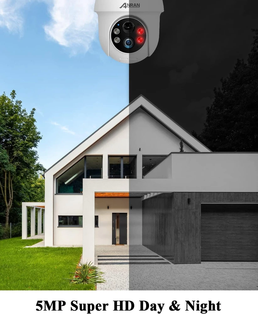 ANRAN lauko Wi-Fi stebėjimo kamera 5 MP, 360° PTZ, saulės energija, Q3 Max