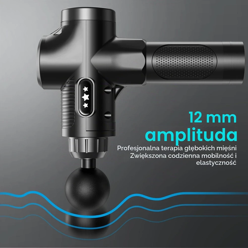 ANSGEC giliųjų audinių masažinis pistoletas 12 mm, 30 greičių, 10 antgalių MG5