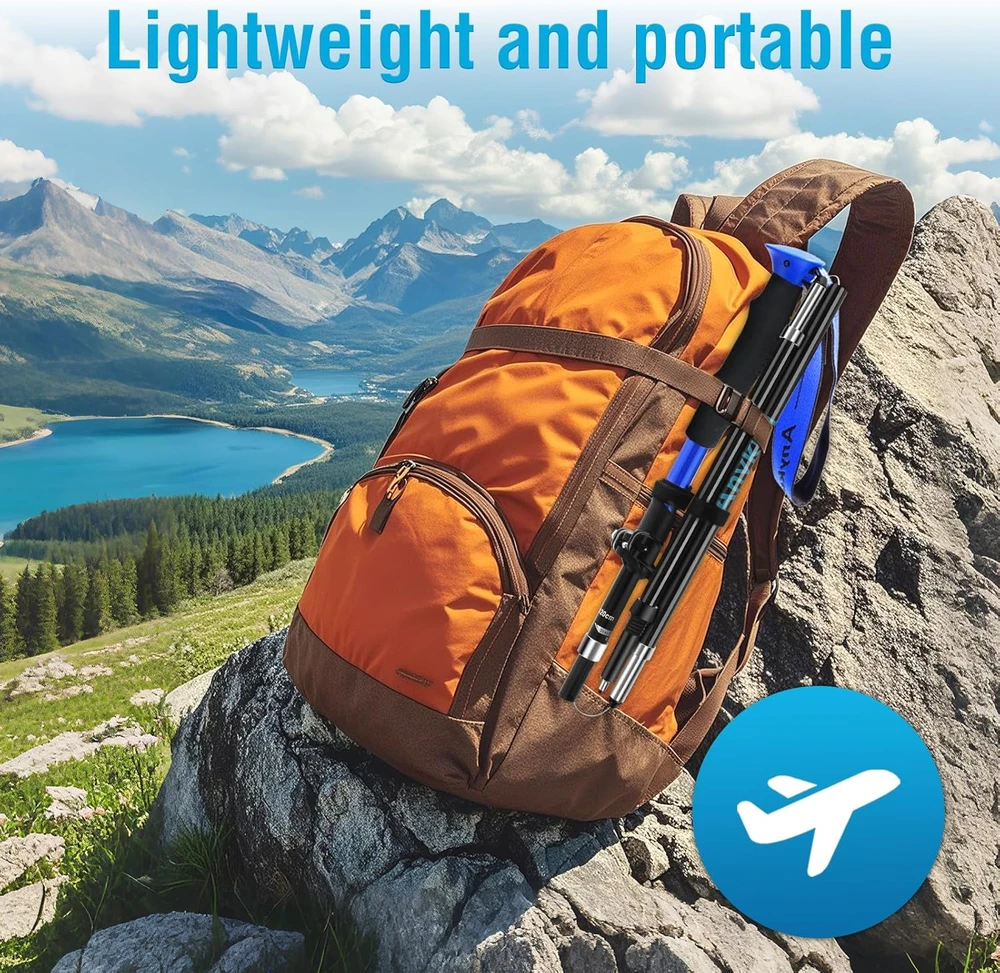 Anykuu sulankstomi aliuminio trekkingo lazdos, reguliuojamos 110-130 cm, su transportavimo dėklu